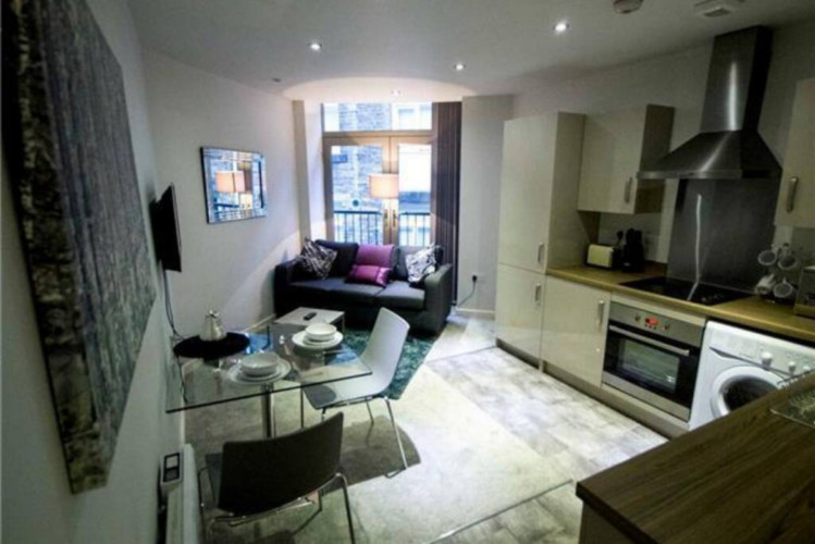 Serviced Apartment_StayZo Modern Studio Apartment 1 in Bradford City_ living room 2